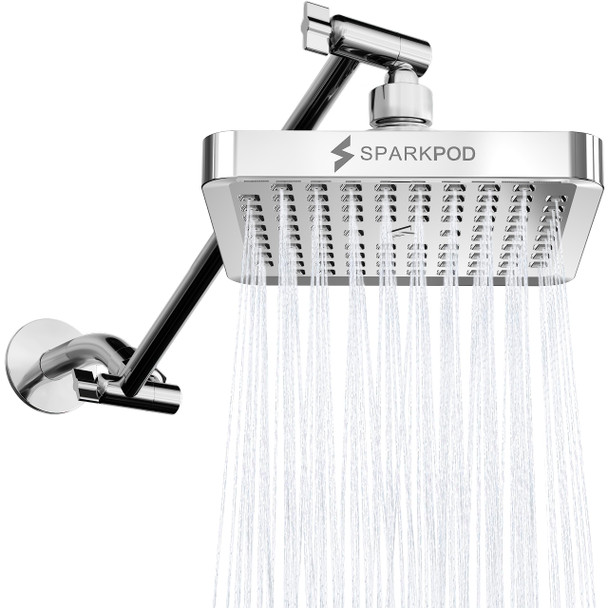 SPARKPOD SQUARE RAIN SHOWER HEAD - 6" SQUARE - CHROME