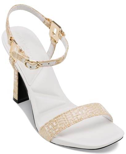 KL257921 WOMEN'S CYBIL EVENING ANKLE STRAP DRESS HEEL SIZE 8.5 NAT/WHITE
