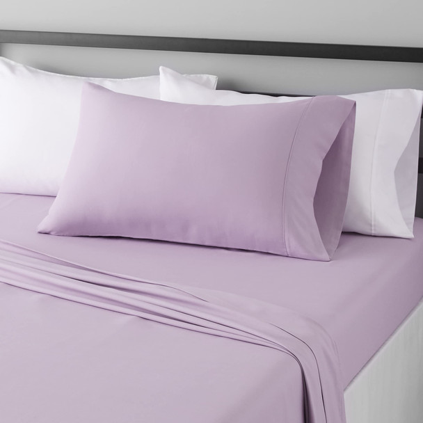 Amazon Basics Microfiber 3 Piece Sheet Set Twin 4 Pack Solid Frosted Lavender New