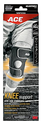 ACE BRAND KNEE SUPPORT WITH SIDE STABILIZERS ADJUSTABLE BLACK/GRAY 1 SUPPORT