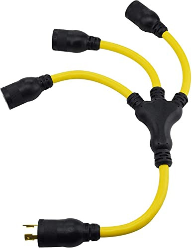 Clear Power 20Amp 2ft Short 3 Outlet Extra Heavy Duty Generator Extension Cord New