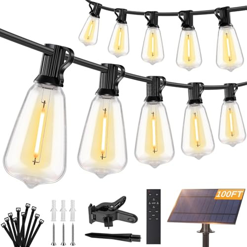 Brightever 100FT Solar String Lights Outdoor Waterproof with Remote B01 - BLACK New