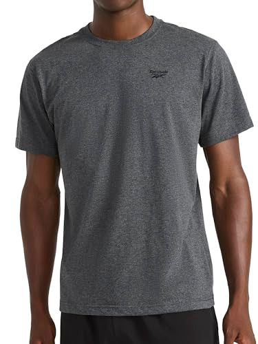REM251TE30 REEBOK MEN'S SMALL LOGO CREW T-SHIRT CHARCOAL HEATHER SIZE S New