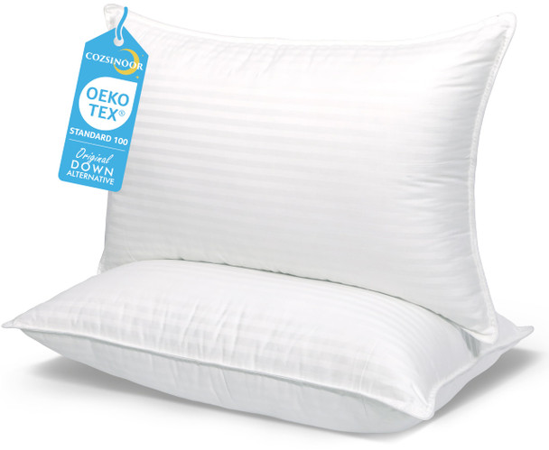 COZSINOOR BED PILLOWS QUEEN SIZE HOTEL QUALITY SET OF 2 - WHITE New