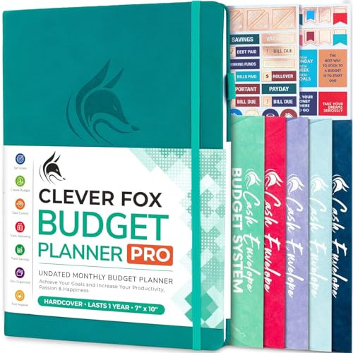 CLEVER FOX BUDGET PLANNER PRO - FINANCIAL ORGANIZER (7"X10") - TURQUOISE New