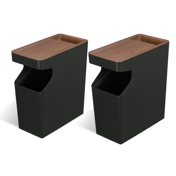Home Zone Living 2-Pack 2-Gallon Small Trash Can, Slim Rectangular Wastebasket