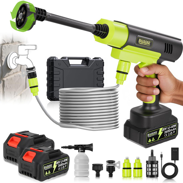 BLUSOKE CORDLESS PRESSURE WASHER PORTABLE BATTERY 2 6-in-1 , PWR-1500- GREEND