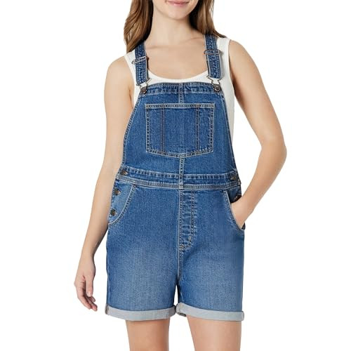AEWM54002M25-MBV-2XL Amazon Essentials Women's Denim Short Overalls XXL