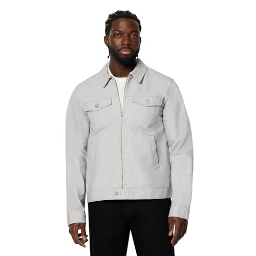 AMAZON ESSENTIALS COTTON CANVAS ZIP-FRONT TRUCKER - SIZE: MEN M - GRAY New