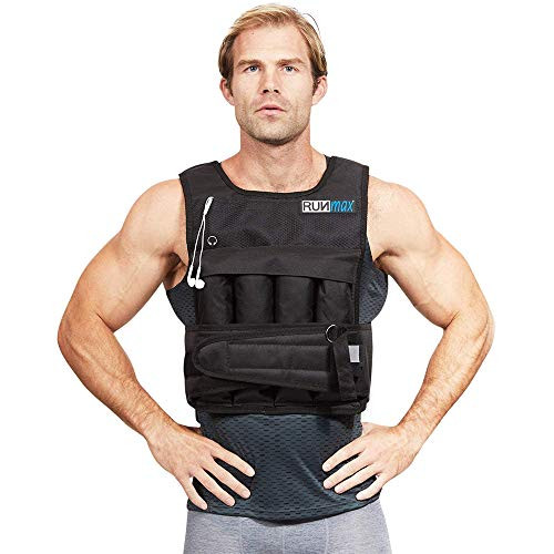 RUNMAX 20LBS - 150LBS ADJUSTABLE WEIGHTED VEST SHOULDER PADS OPTION - BLACK