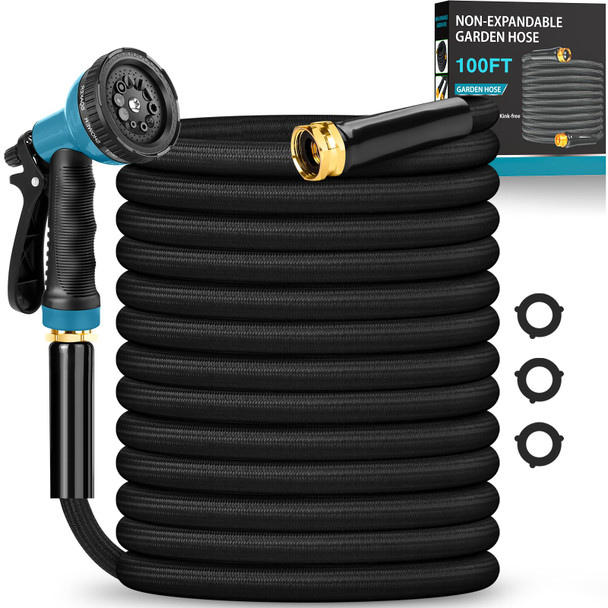 TOOLASIN 100FT NON-EXPANDING LIGHTWEIGHT WATER HOSE WITH 10 FUNCTION NOZZLE