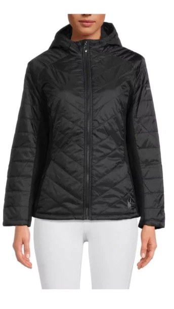 SPYDER WOMEN'S HOODED QUILTED JACKET - SIZE: WOMEN L - BLACK