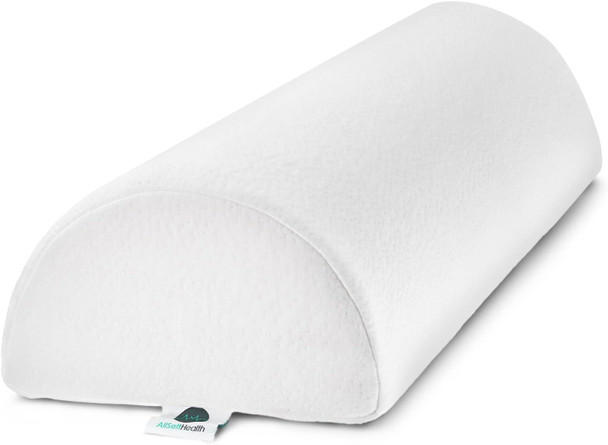 AllSett Health Large Half Moon Bolster Pillow for Legs, Knees, Lower Back,White New
