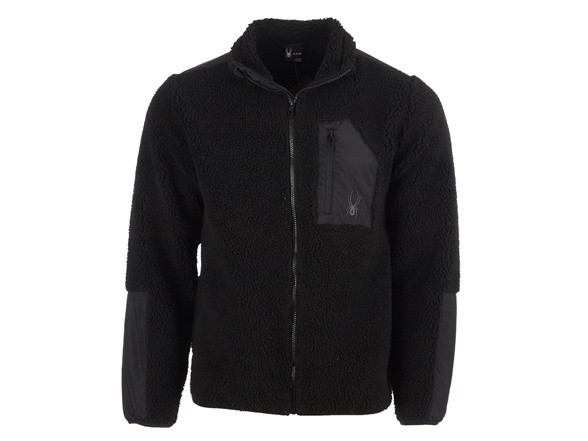 SPYDER MEN'S SHERPA MILITANT JACKET - SIZE: MEN LARGE - BLACK New