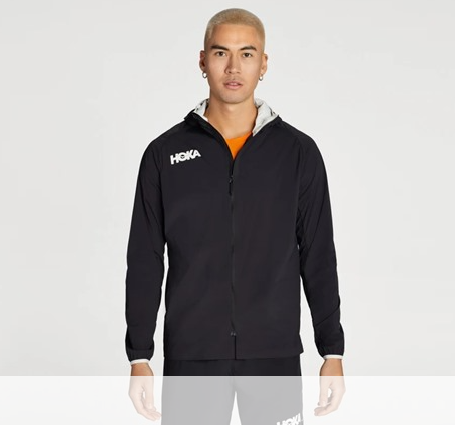 HOKA MEN'S FULL-ZIP WIND JACKET - SIZE: XL - BLACK New