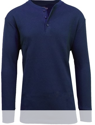 BLUE ICE PREMIUM CLOTHING YOUNG MENS LONG SLEEVE THERMAL HENLEY - SIZE:XL - NAVY New