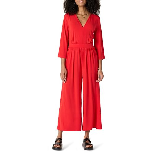 AMAZON ESSENTIALS WOMEN'S WIDE-LEG JUMPSUIT SIZE L BRIGHT POPPY RED New