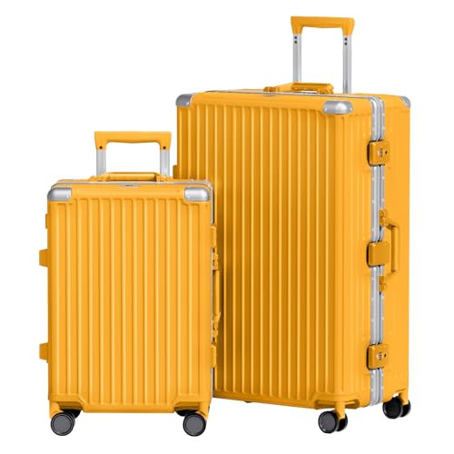 ANYZIP LUGGAGE SETS 2 PIECE ALUMINUM FRAME CARRY ON AND CHECKED, 20/28" - ORANGE New