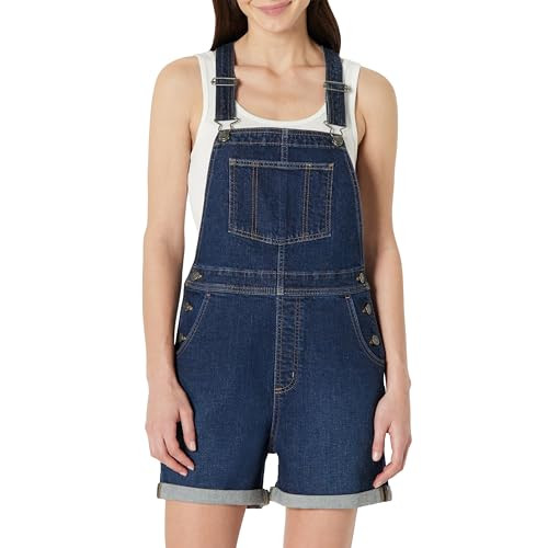AMAZON ESSENTIALS WOMENS MEDIUM STRETCH DENIM SHORT DOVERALLS - 2XL - DARK WASH New