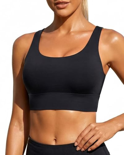 YONIQUE WOMEN SPORTS BRA BIKINI TOP SWIM BRA ATHLETIC BEACH SUIT WOMEN L - BLACK
