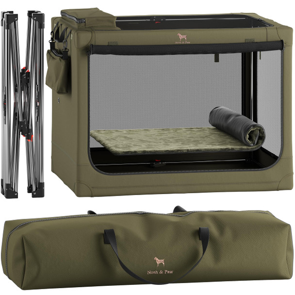 NOAH & PAW COLLAPSIBLE DOG CRATE 42 INCH, 2XL DOG CRATE LARGE BREEDS - GREEN