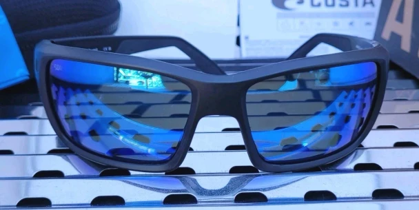 COSTA DEL MAR PERMIT SUNGLASSES MATTE GRAY BLACKOUT FRAME BLUE 580G 63-16-125 3P