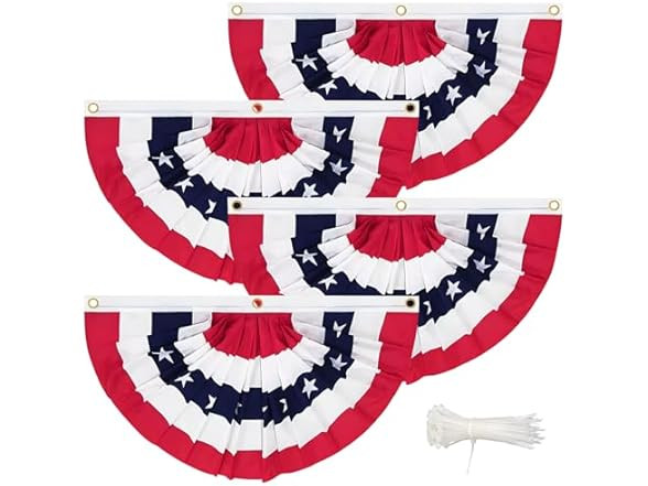 CONEATNESS 3 X 6 FT USA BUNTING FLAGS, 4 PACK - RED/BLUE New