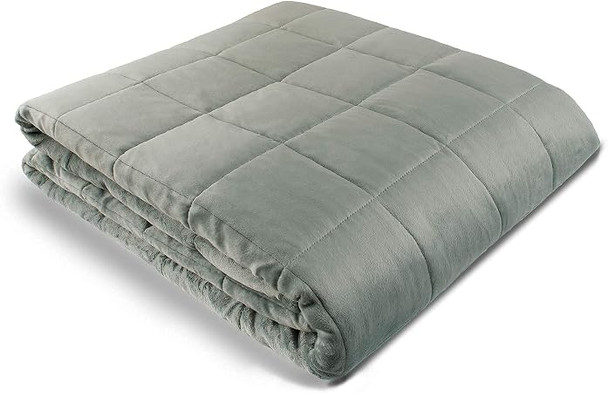 HUG BUD WEIGHTED BLANKET 90" X 90" - 35-LBS FITS QUEEN/KING SIZE BED LIGHT GRAY