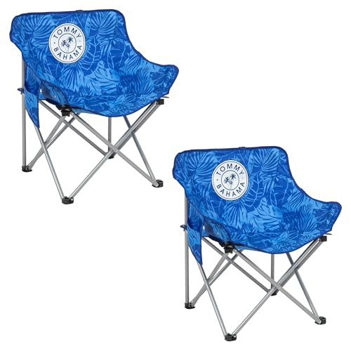 TOMMY BAHAMA GO EVERYWHERE 2PK FOLDING MOON CHAIRS - BLUE PRINT