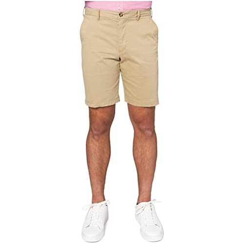 Izod Men's Saltwater 9.5" Flat Front Short Straight Fit Men's 36 - KHAKI New