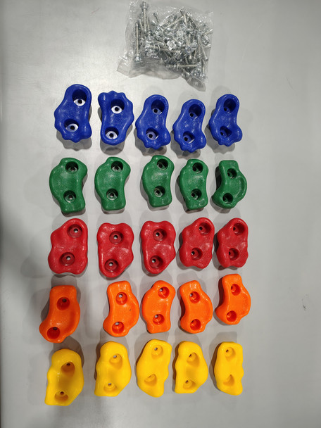 GENERIC 25PC CLIMBING HOLDS SET WITH MOUNTING HARDWARE AND SCREWS
