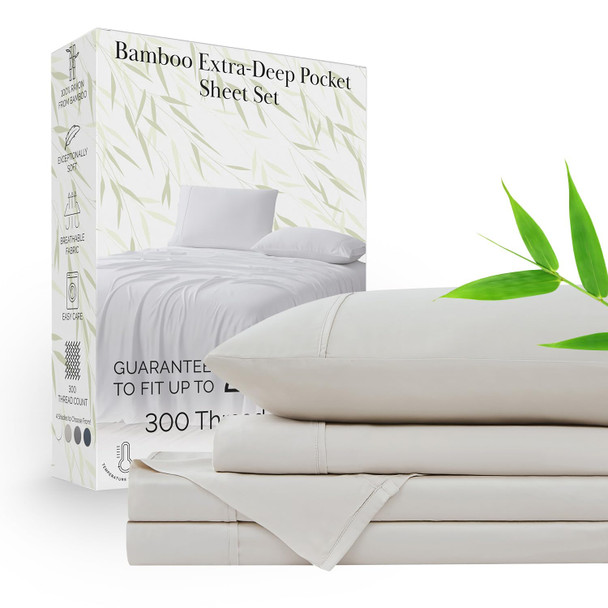SOUTHSHORE FINE LIVING 100% RAYON/VISCOSE SHEETS 21" DEEP POCKET KING - BONE