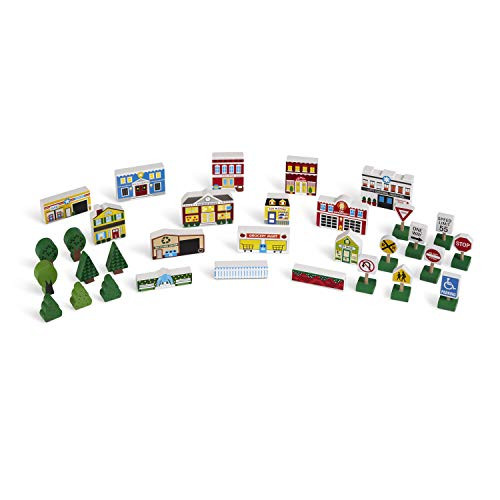 MELISSA & DOUG WOODEN TOWN SET STORAGE TRAY MD-98141 - 32 PCS