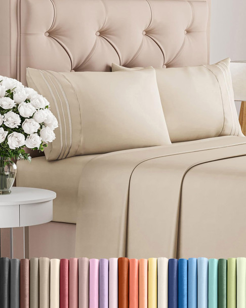 CGK LINENS King Size 4 Piece Sheet Set - Wheat New