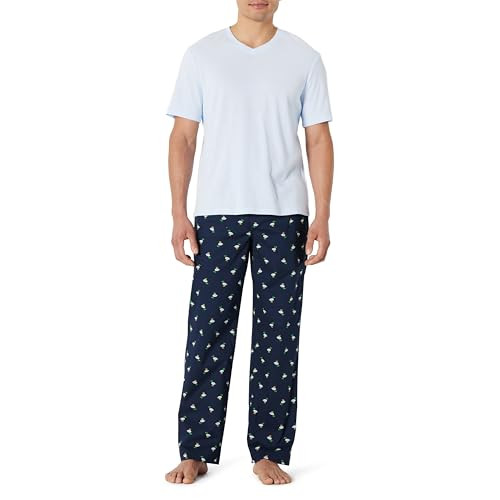 AEMN66789SS26 Amazon Essentials Men's Pajama Set, Ducks, Light Blue, Small New