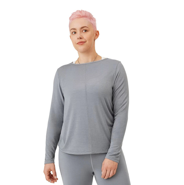 ALLBIRDS WOMEN'S NATURAL FLOW STUDIO LONG SLEEVE, SIZE S, MEDIUM GRAY New