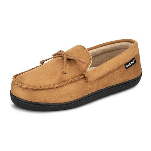 ISOTONER MEN'S MICROSUEDE MOCCASIN SLIPPER - SIZE: MEN 9.5-10.5 (BROWN) New