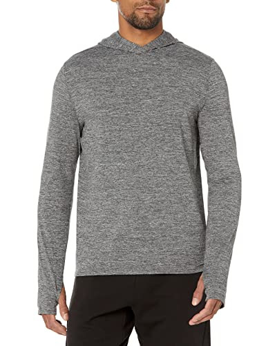 AMAZON ESSENTIALS MEN'S LONG SLEEVE HOODED T-SHIRT - SIZE:L - GRAY SPACE DYE New