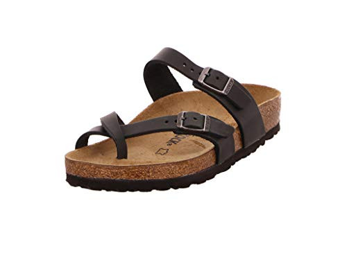 0071791 BIRKENSTOCK MAYARI OILY LEATHER WOMEN'S FLIP FLOPS SIZE 6-6.5 BLACK New