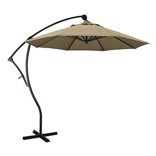 California Umbrella 9' Round Aluminum Cantilever Umbrella, Crank Lift
