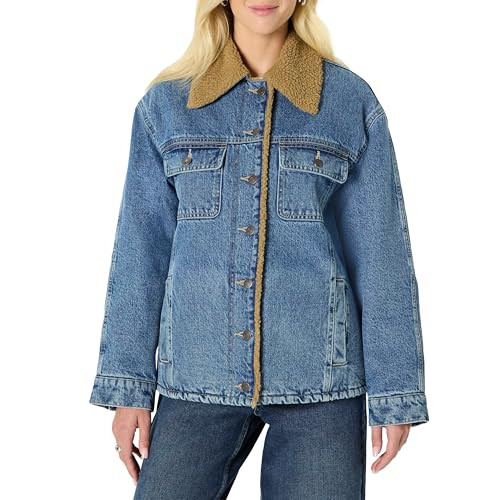 AEWM75322F25 Amazon Essentials Women OverSized Jacket Medium Blue Vintage L New
