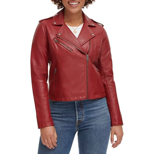 LW7RU613 Ladies Levi's Los Angeles "Classic" Faux Leather Padded Cherry Size 4