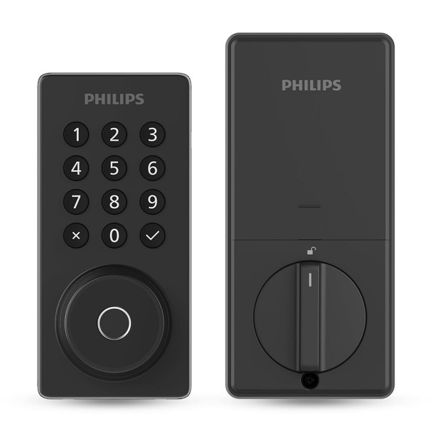 PHILIPS SMART WI-FI DOOR LOCK PUSH BUTTON LIGHTED KEYPAD PIN CODE - MATTE BLACK