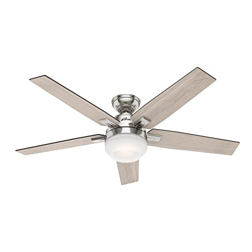 HUNTER 52" APEX II CEILING FAN, LED LIGHT KIT, HANDHELD REMOTE - BRUSHED NICKEL