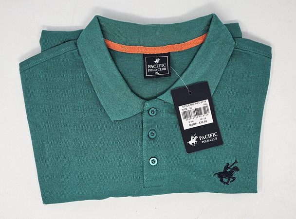 PACIFIC POLO CLUB MEN'S SHORT SLEEVES 3 BUTTONS POLO SHIRT - SIZE: MEN XL - TEAL