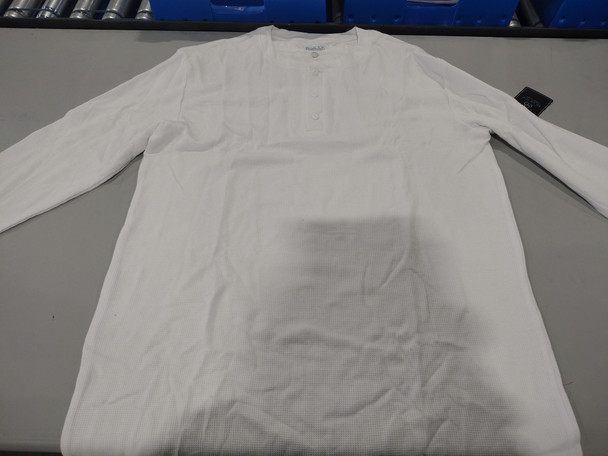 BLUE ICE PREMIUM CLOTHING LONG SLEEVE PULL OVER POLO SHIRT - MEN 2XL - WHITE New