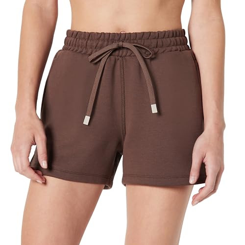 AMAZON ESSENTIALS WOMEN'S ACTIVE RELAXED 4" SHORTS - SIZE: LARGE - RICH HAZEL New