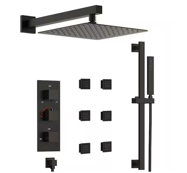EVERSTEIN WALL MOUNTED CONSTANT TEMPERATURE SHOWER FAUCET - MATTE BLACK