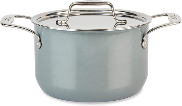 ALL-CLAD FUSIONTEC CERAMIC SOUP POT 4 QUART INDUCTION OVEN BROILER - PLATINUM