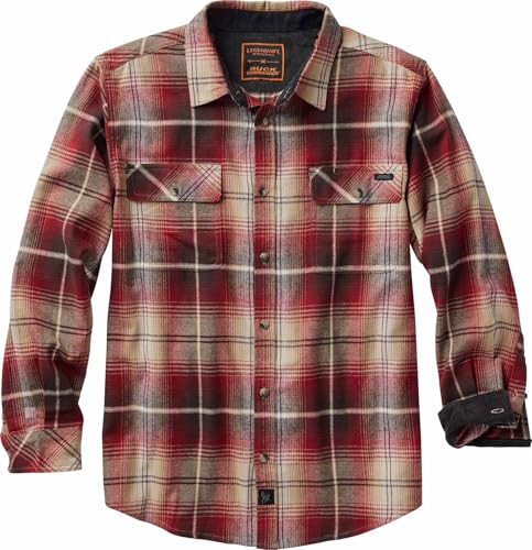 1052 Legendary Whitetails Mens Plaid Flannel Shirt Long Sleeve Brick Plaid L
